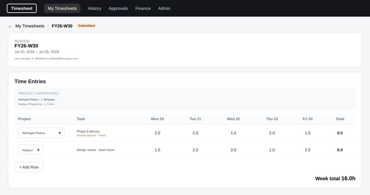 Project Timesheet Sync interface
